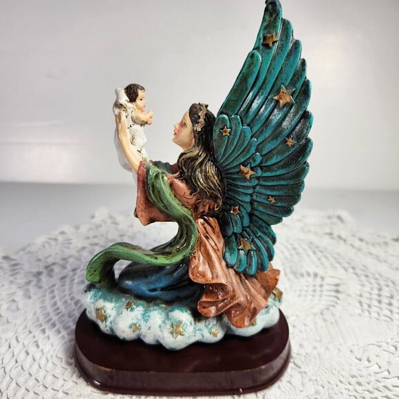 Adeline Collection Figurine Angel Holding a Baby Sitting on a Cloud on a Base - Picture 7 of 10
